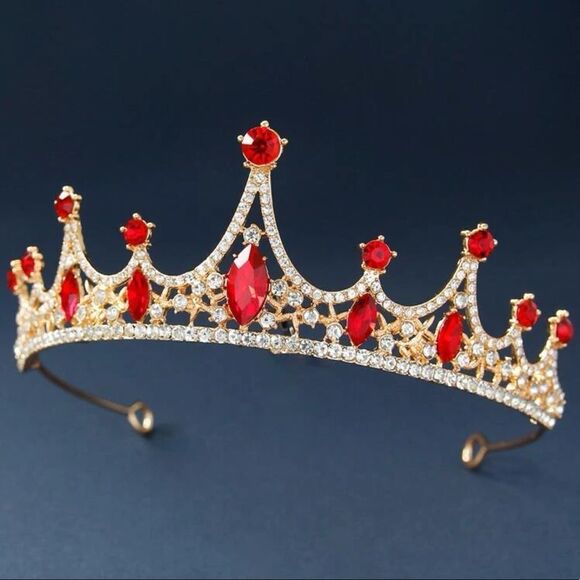 ?Red Crystal Rhinestone Tiara Crown